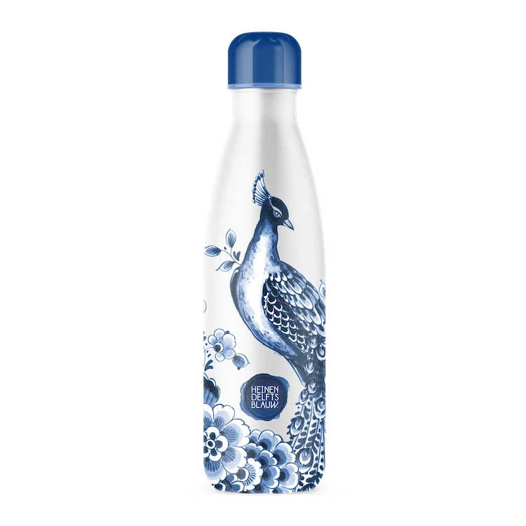 IZY Bottles X Heinen Delfts Blauw Drinkfles 500 Ml Peacock Rvs 3 IZY Bottles X Heinen Delfts Blauw Drinkfles 500 Ml Peacock Rvs