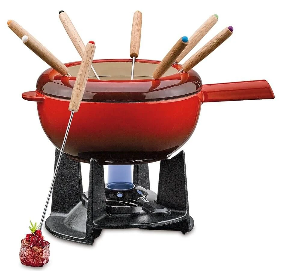 Spring Saas Fee Kaasfondueset ø 20 Cm 8-persoons Gietijzer Rood 3 Spring Saas Fee Kaasfondueset ø 20 Cm 8-persoons Gietijzer Rood