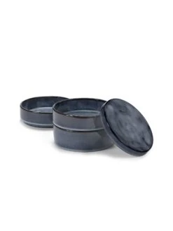 Serax Pure Kommenset Met Deksel ø 14 Cm H 15 Cm Keramiek Dark Blue Glazed 3-delig -Keukenseries Winkel b5120412ds2 m2 1