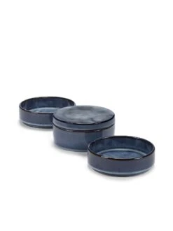 Serax Pure Kommenset Met Deksel ø 14 Cm H 15 Cm Keramiek Dark Blue Glazed 3-delig -Keukenseries Winkel b5120412ds3 m2 1