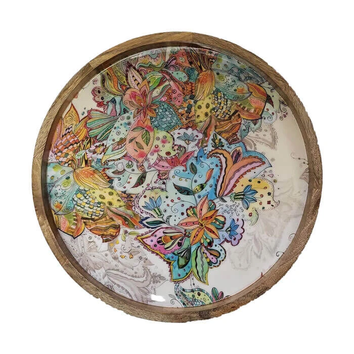 By Room Dienblad ø 45 Cm Mangohout Multicolor 3 By Room Dienblad ø 45 Cm Mangohout Multicolor