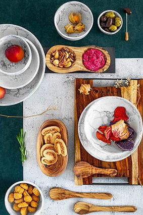 Bowls And Dishes Pure Olive Wood Slacouvert 4-tand 30 Cm Olijfhout 4 Bowls And Dishes Pure Olive Wood Slacouvert 4-tand 30 Cm Olijfhout - Afbeelding 2