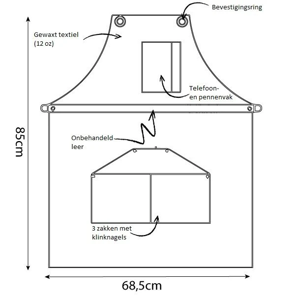 Alaskan Maker N°281 Schort 85 X 68,5 Cm Katoen/polyester Leer Sand 4 Alaskan Maker N°281 Schort 85 X 68,5 Cm Katoen/polyester Leer Sand - Afbeelding 2