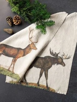 Oldenhof Deer & Moose Handdoek 42 X 60 Cm Linnen 2 Stuks -Keukenseries Winkel linoroom kitchen towels moose and deer lr4