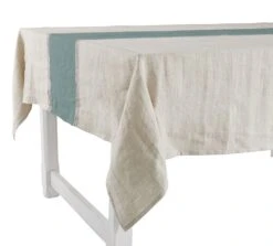 Charvet RIALTO Tafellaken 275 X 180 Cm Linnen Beige/blauwe Streep