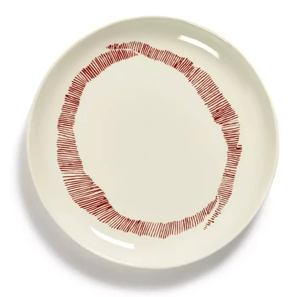 Serax Feast By Ottolenghi Bord S ø 19 Cm H 2 Cm Aardewerk White + Swirl-Stripes Red 3 Serax Feast By Ottolenghi Bord S ø 19 Cm H 2 Cm Aardewerk White + Swirl-Stripes Red