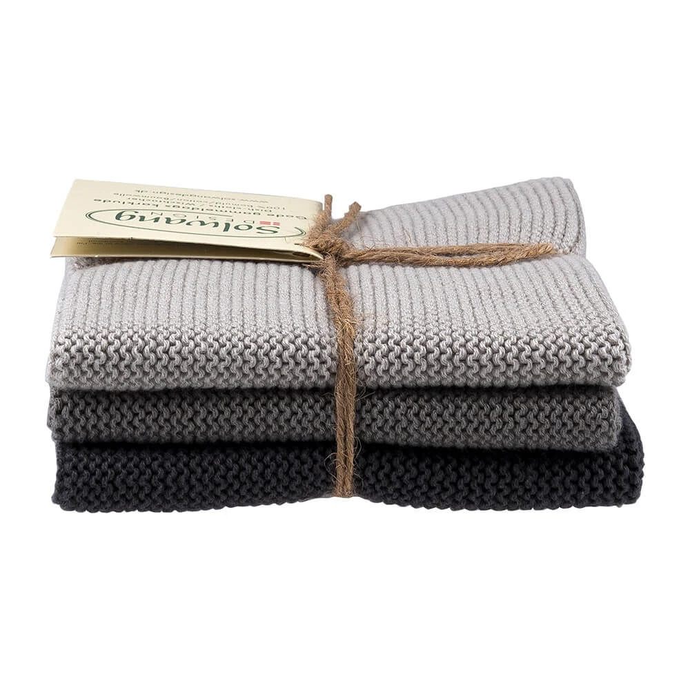Solwang Design Vaatdoekjes 25 X 25 Cm Katoen Steel Grey Combi 3 Stuks 3 Solwang Design Vaatdoekjes 25 X 25 Cm Katoen Steel Grey Combi 3 Stuks
