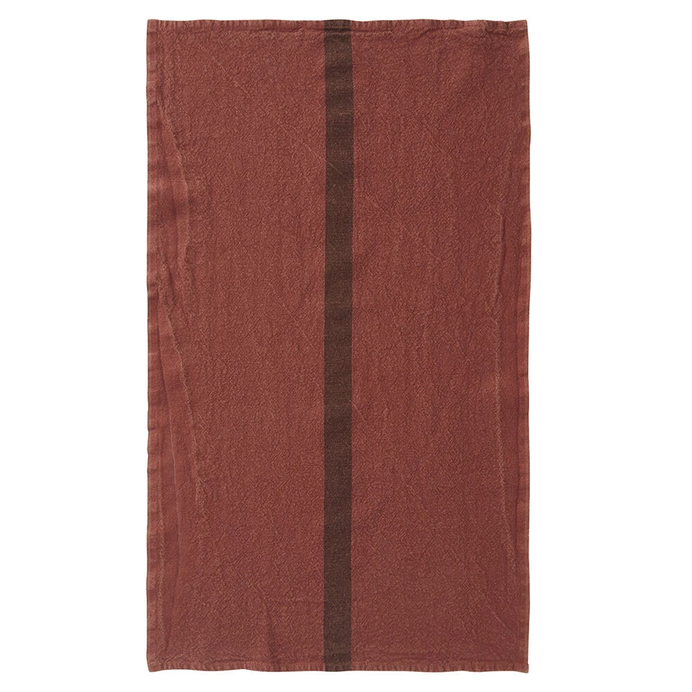 Charvet DOUDOU Theedoek 75 X 45 Cm Linnen Roestbruin Met Bruine Streep 3 Charvet DOUDOU Theedoek 75 X 45 Cm Linnen Roestbruin Met Bruine Streep
