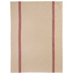 Charvet DRAPEAU Theedoek 55 X 75 Cm Linnen Beige Met Rood/blauw Streep
