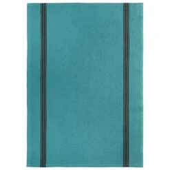 Charvet PIANO Theedoek 75 X 52 Cm Linnen Turquoise Met Donkere Streep